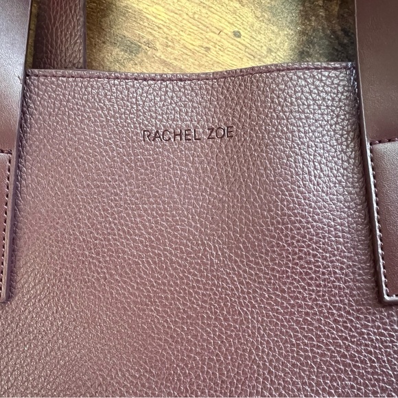 Rachel Zoe Deep Wine/Maroon Leather Tote Bag with Minimalist Design - Picture 5 of 7